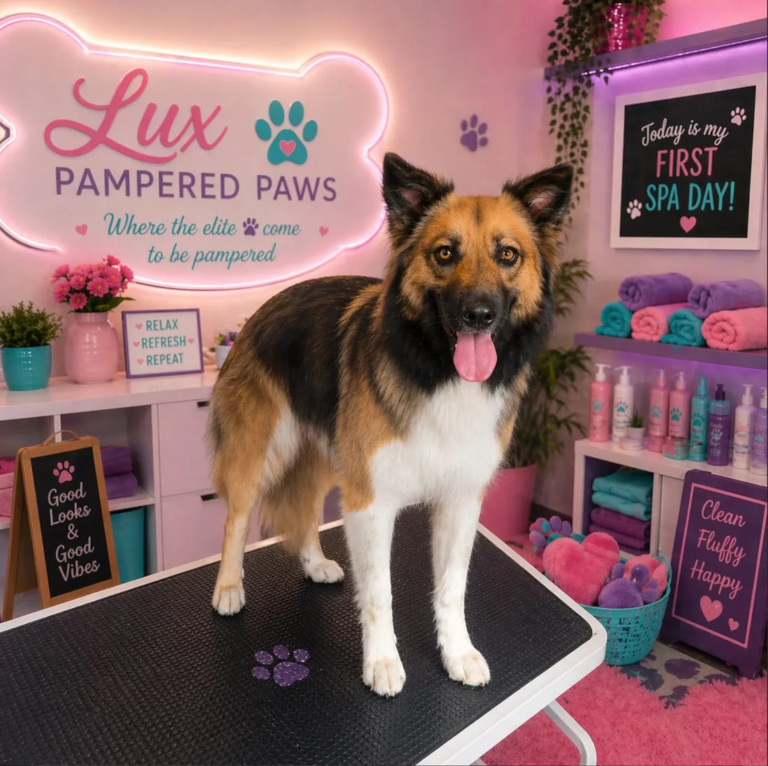 A dog's first spa day at Lux Pampered Paws